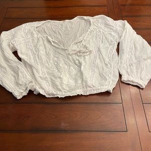 Free People Boho Embroidered Cotton Blouse